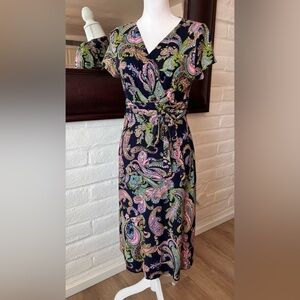 Talbots Effortless Jersey Faux Wrap Dress Size Medium